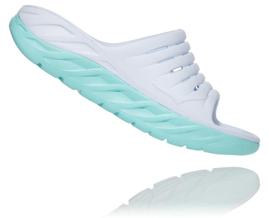 Hoka One One Womens Slide - ORA Recovery - White/Blue - SMQX95360